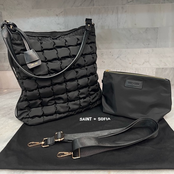 Saint + Sofia Handbags - Saint + Sofia Black Quilted Bag with Pouch Set